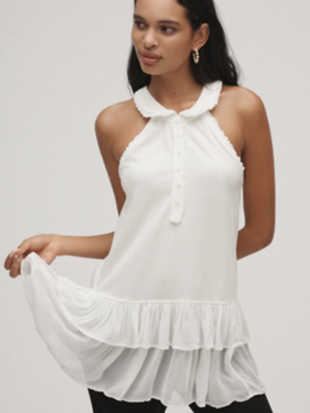 NWT Maeve Collared Halter Ruffled Tunic Top - Large